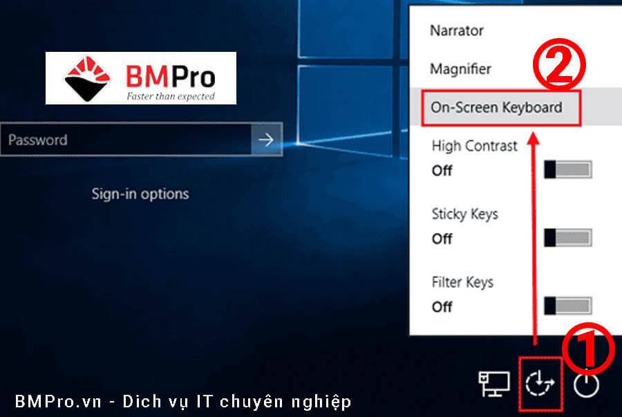 Mở bàn phím ảo trên Windows 10