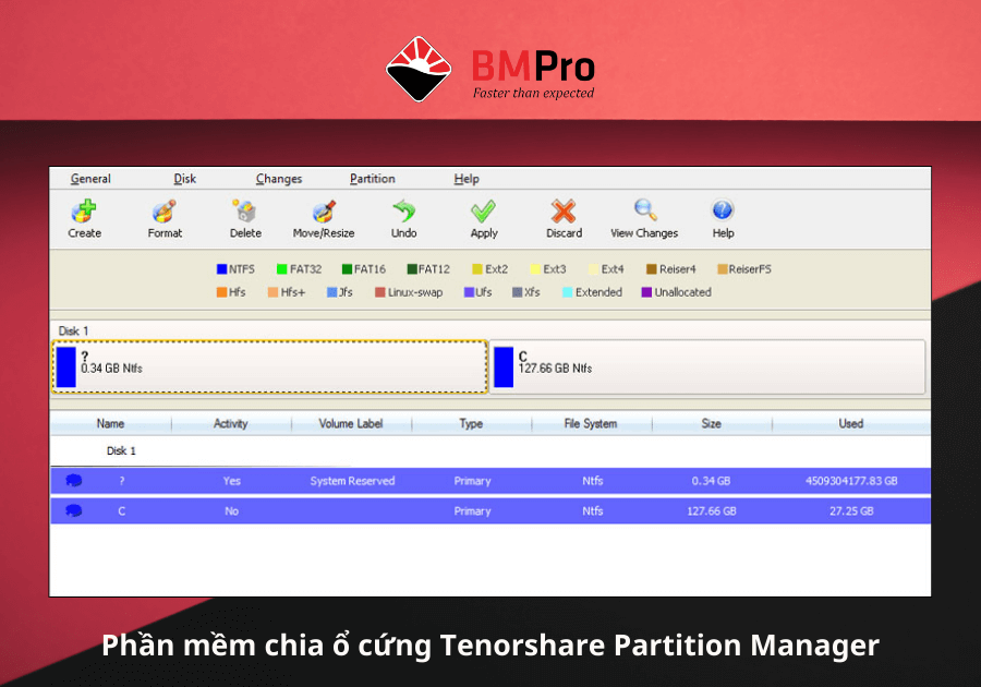 Phần mềm chia ổ cứng Tenorshare Partition Manager