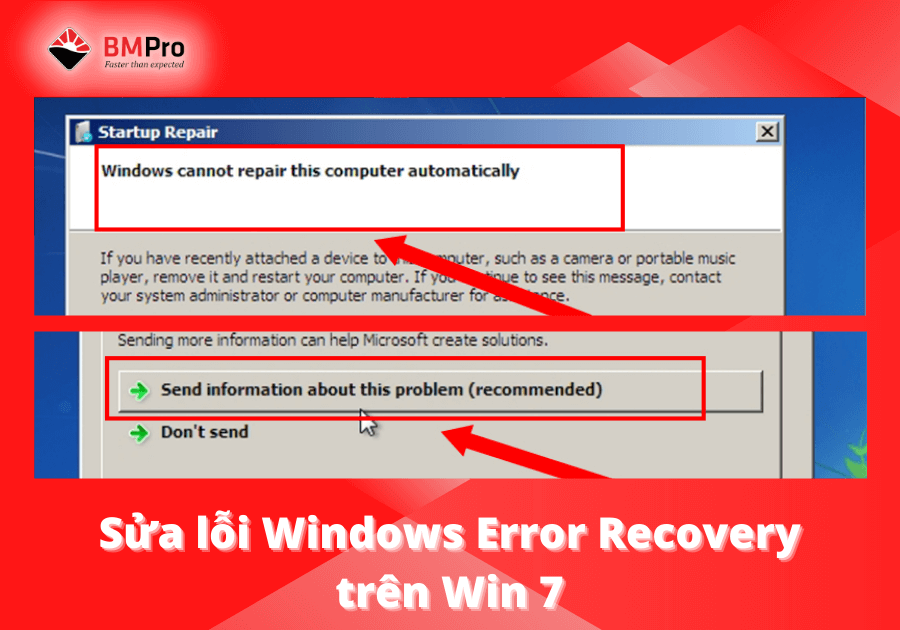 Lỗi windows error recovery trên win 7